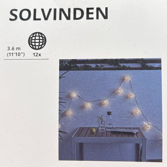 IKEA SOLVINDEN White LED String Light with 12 Lights. Battery Operated - Picture 2 of 3